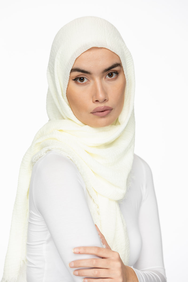 Cotton Crinkle Hijab - Ivory