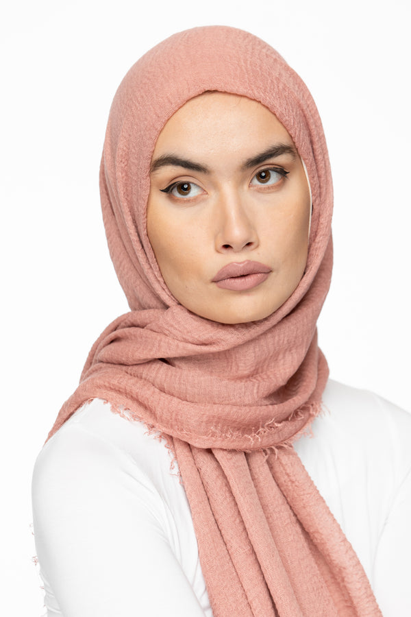 Cotton Crinkle Hijab - Puce