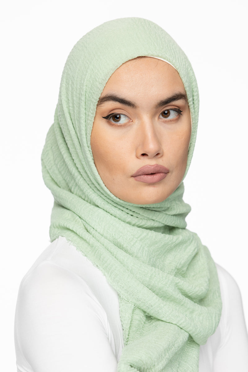 Cotton Crinkle Hijab - Delicate Green