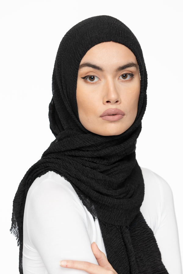 Cotton Crinkle Hijab - Black Beauty