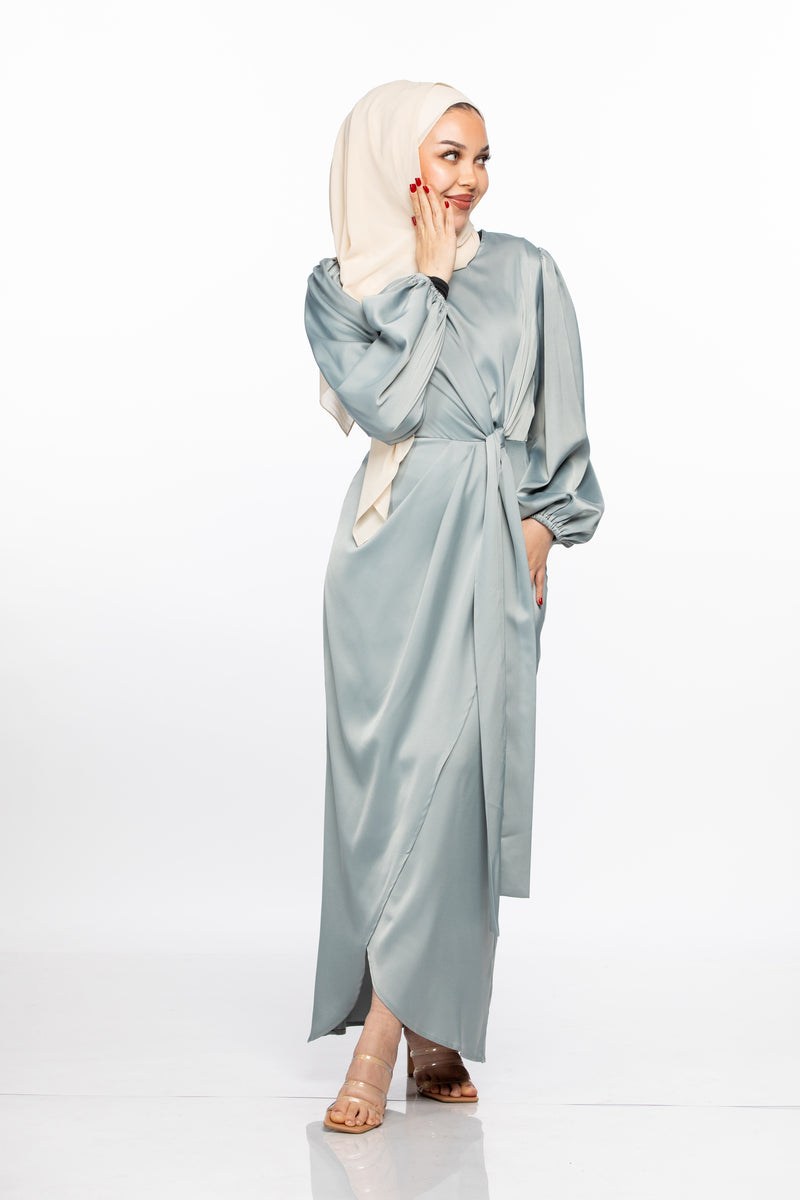 NOOR WRAP DRESS - POWDER BLUE