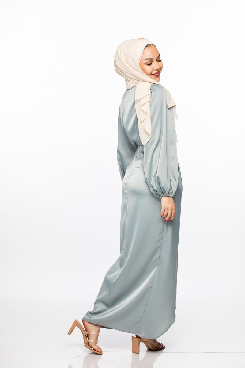 NOOR WRAP DRESS - POWDER BLUE