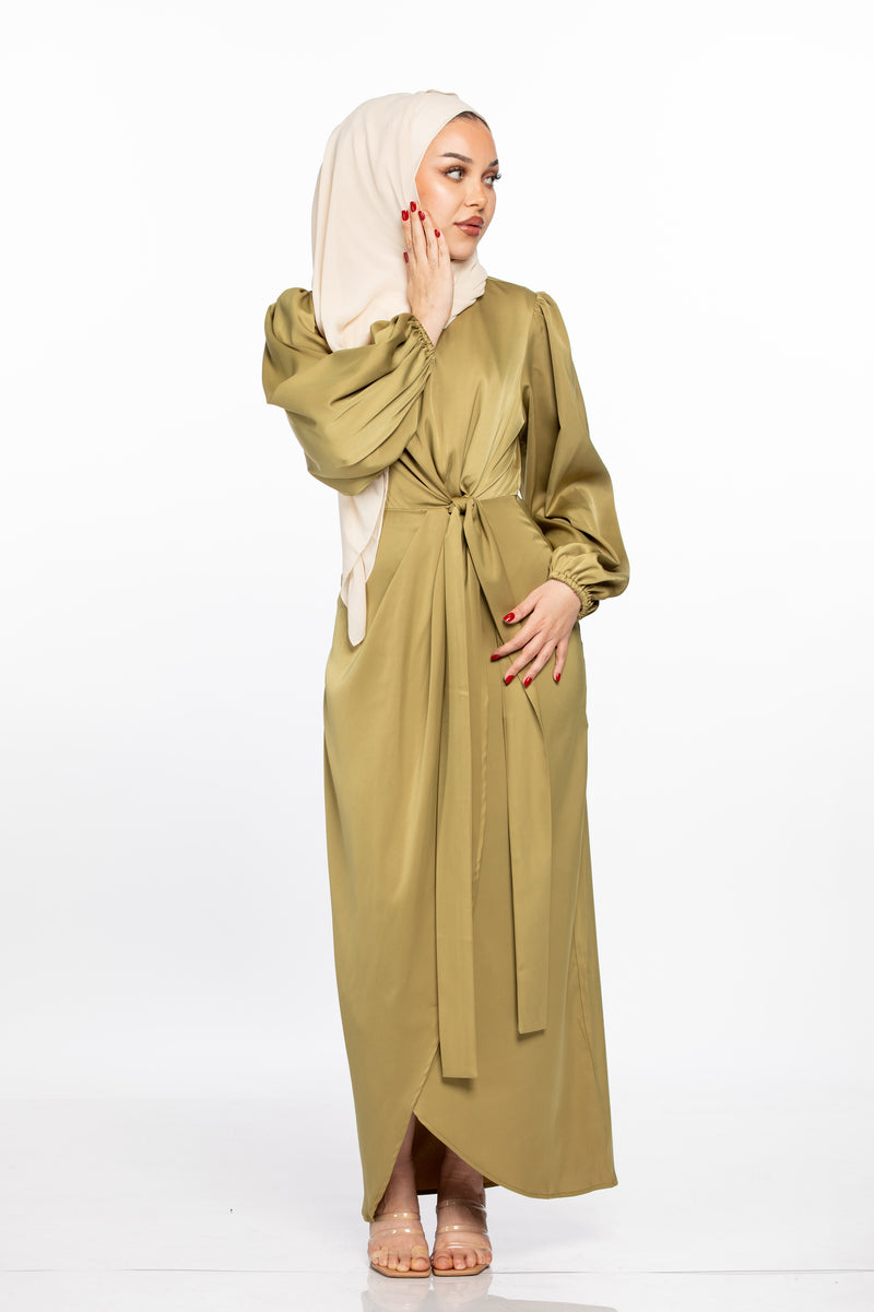 NOOR WRAP DRESS - AVOCADO