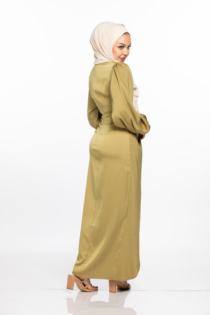 NOOR WRAP DRESS - AVOCADO