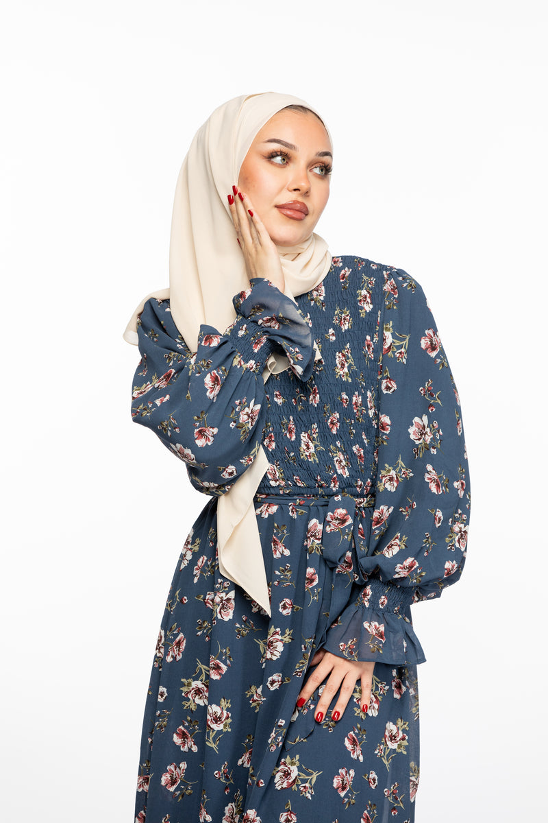 Hazal Floral Maxi - Space Blue