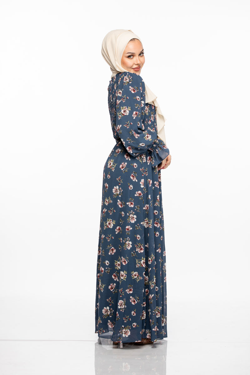 Hazal Floral Maxi - Space Blue