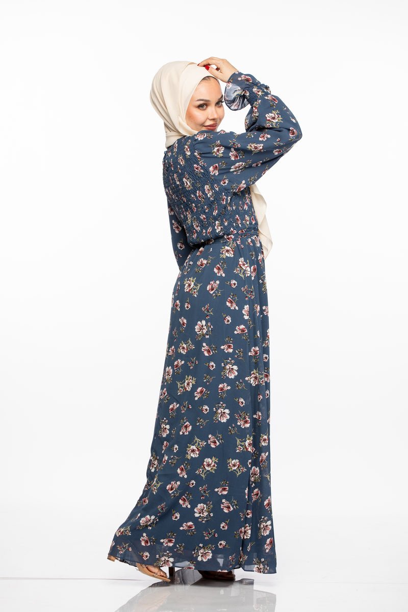 Hazal Floral Maxi - Space Blue