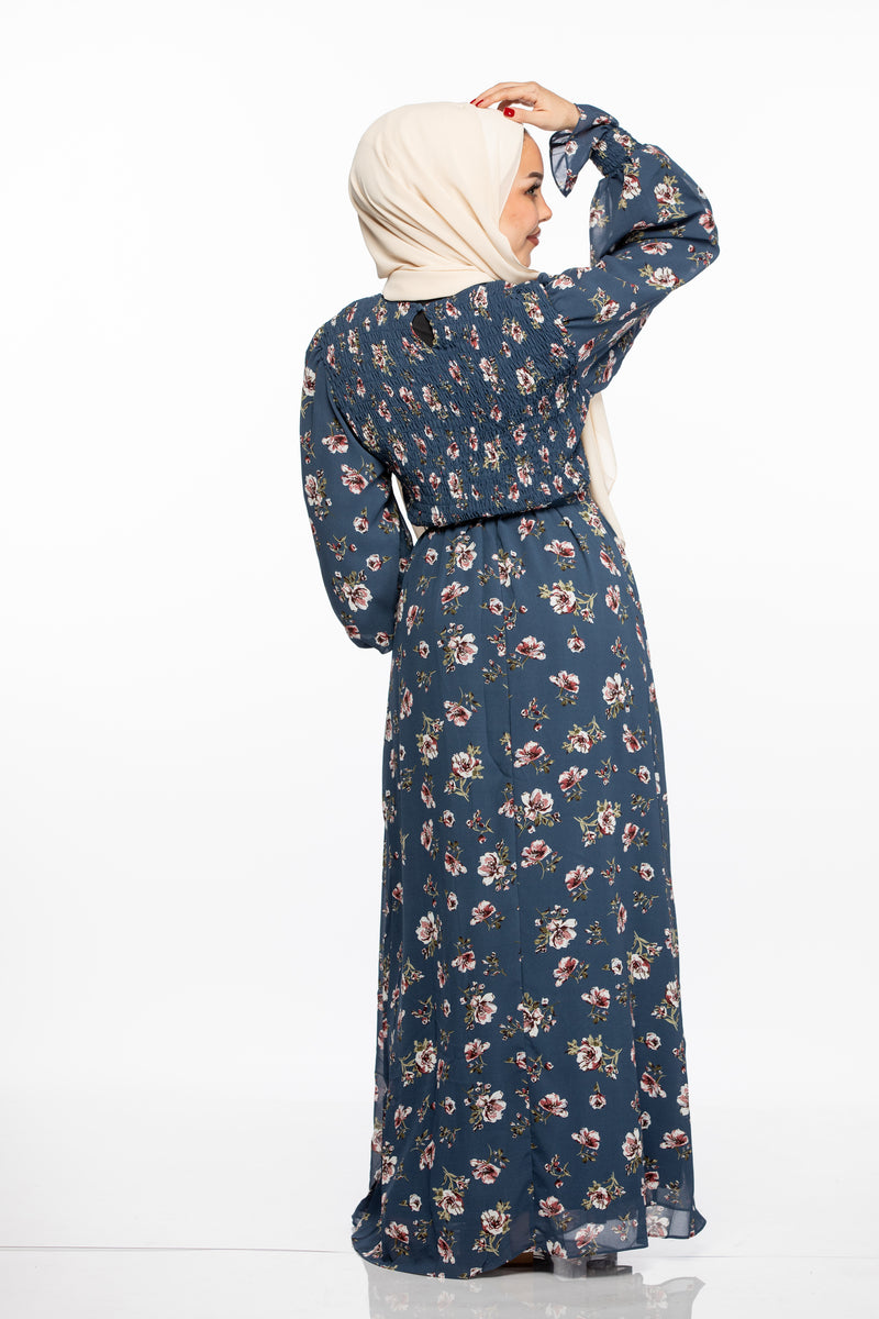 Hazal Floral Maxi - Space Blue