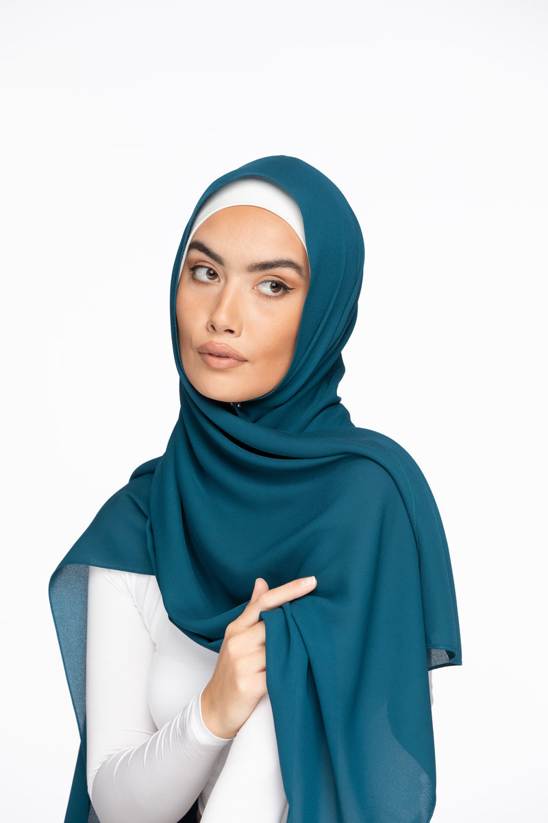 Crêpe Hijab - Petrol Blue