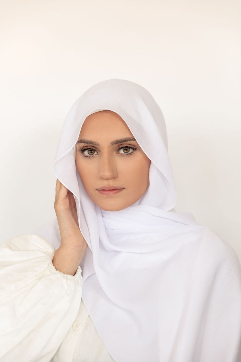 Pure White Crinkle Georgette Hijab