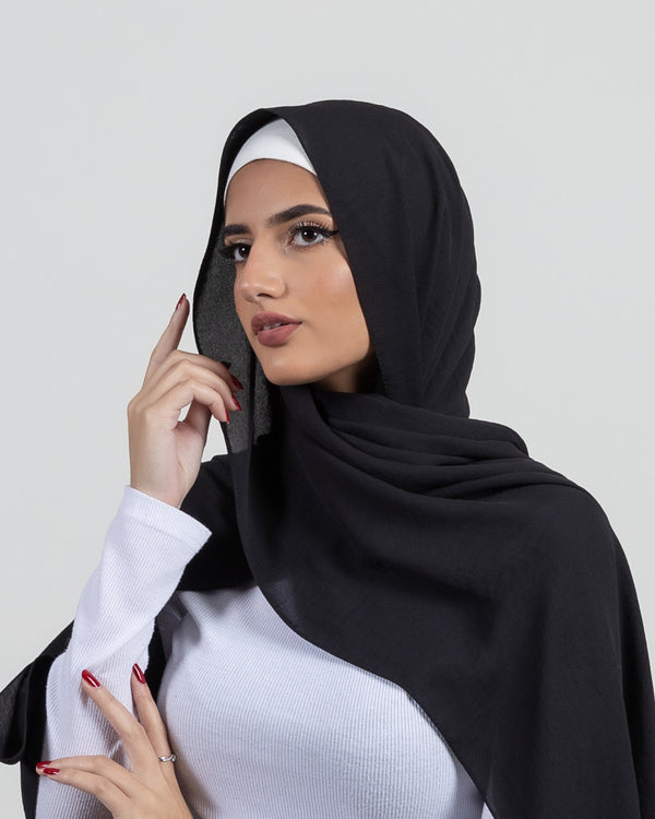 Black Crinkle Georgette Hijab