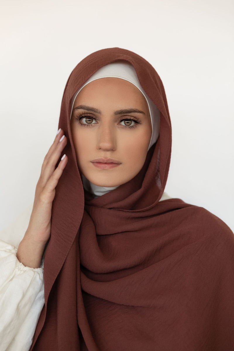 Red Merlot Crinkle Georgette Hijab