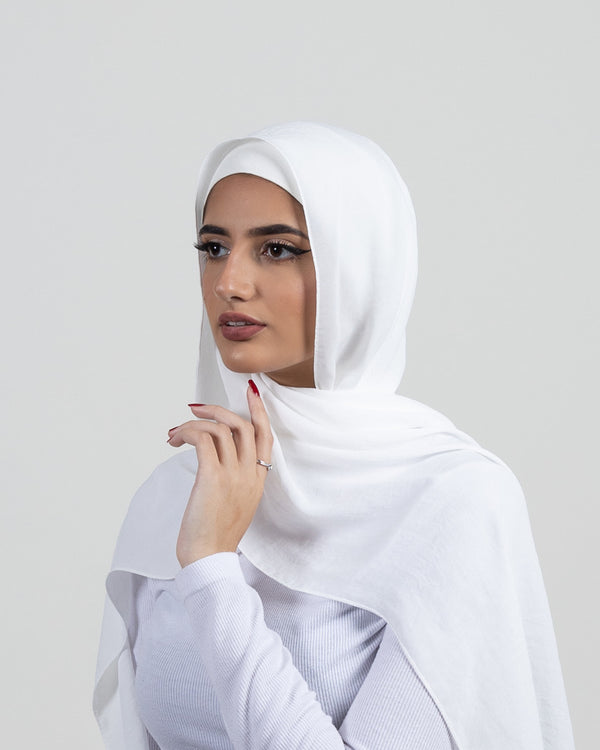 Off-White Crinkle Georgette Hijab