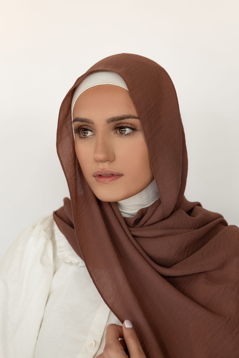 Soft Mocha Crinkle Georgette Hijab